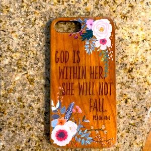 Wooden phone case 8+ with a bible verse.Psalm 46:5